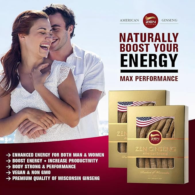 2 Boxes of American Wisconsin Ginseng - Small Long Root - Premium Quality Panax Ginseng. Boosts Body Immunity, Energy for Men & Women (8 Oz per Box)