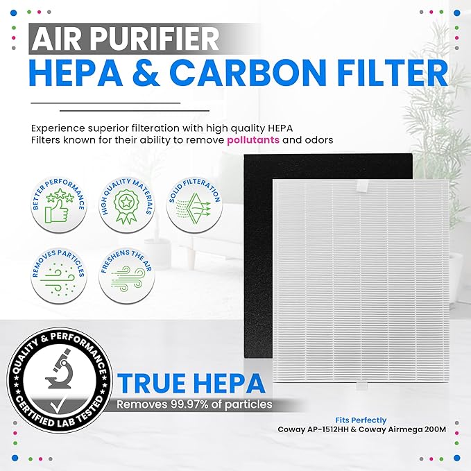 Bagean AP-1512HH Filter Replacement Compatible with Coway Airmega AP-1512HH Mighty & 200M Air Purifier - Fits Coway Filter Replacement - AP 1512HH Filters Freshens the Air (3 Main + 6 Carbon)