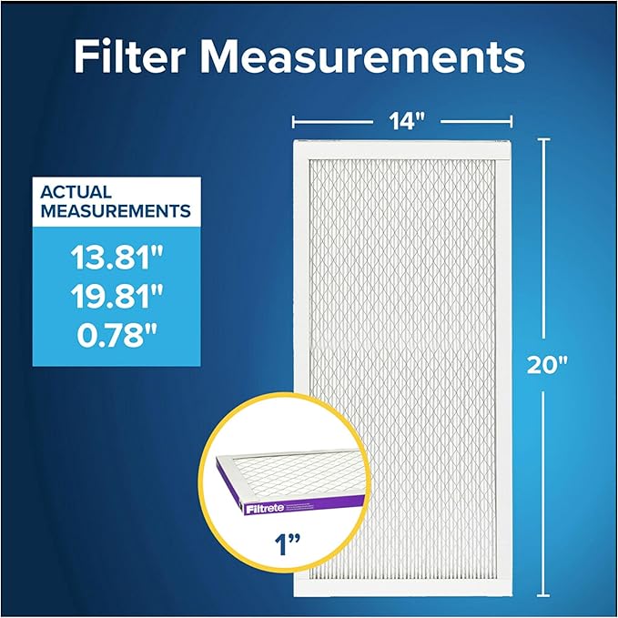 Filtrete 14x20x1 AC Furnace Air Filter, MERV 12, MPR 1500, CERTIFIED asthma & allergy friendly, 3 Month Pleated 1-Inch Electrostatic Air Cleaning Filter, 4-Pack (Actual Size 13.81x19.81x0.78 in)