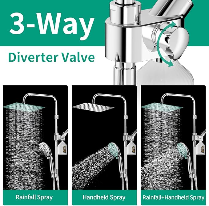 10" Filtered Rain Shower Head with Handheld Spray Combo, High Pressure Shower Head and Handle Set with Filter, Dual Shower Head with Extra Long Hose and Adjustable Extension Arm (Chrome)