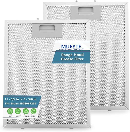 2 Pack SB08087294 Range Hood Filter 11.75"x 9.40" Compatible with For Broan Kenmore range hoods, Range Hood Aluminum Grease Filter, Replaces AP5614116 B08087294 RM523004 1373064
