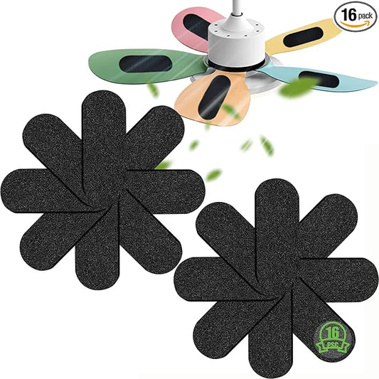 16 Pack Ceiling Fan Filter, Ceiling Fan Filters for Blades, Unscented Activated Coconut Shell Carbon Ceiling Fan Air Filter-Easy-Stick Ceiling Fan Air Filters, Universal Ceiling Fan Blade(5mm thick)