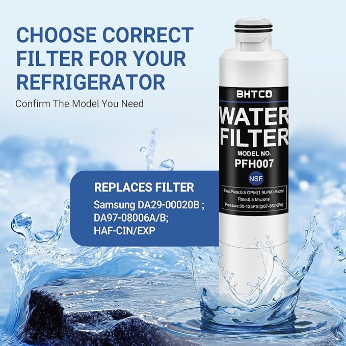 Water Filter for Samsung Refrigerator RF263BEAESG, RF261BEAESR, RF25HMEDBSR, RF263TEAESR, RS261MDRS/XAA, RH25H5611SR (all AA Included) Model Replacement - 3 PCS