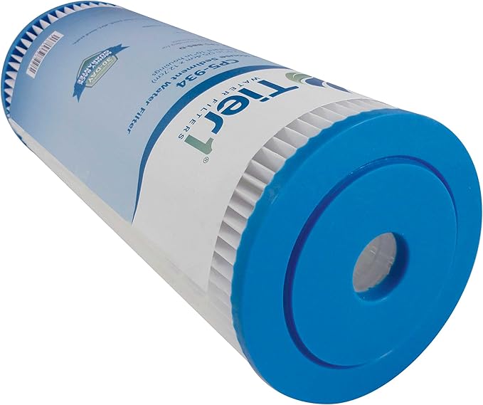 Tier1 5 Micron 10 Inch x 4.5 Inch | 12-Pack Pleated Polyester Whole House Sediment Water Filter Replacement Cartridge | Compatible with Culligan CP5-BBS-D, Pentek CP5-BB, W5CPHD, Home Water Filter