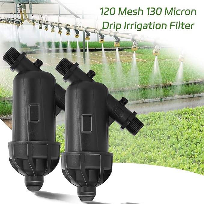 2 PCS US Standard 3/4 Drip Irrigation Y Filter (120 Mesh Stainless Steel Screen), USA Garden Hose 3/4 GHT Male Thread Irrigation Screen Filter for Garden Irrigation