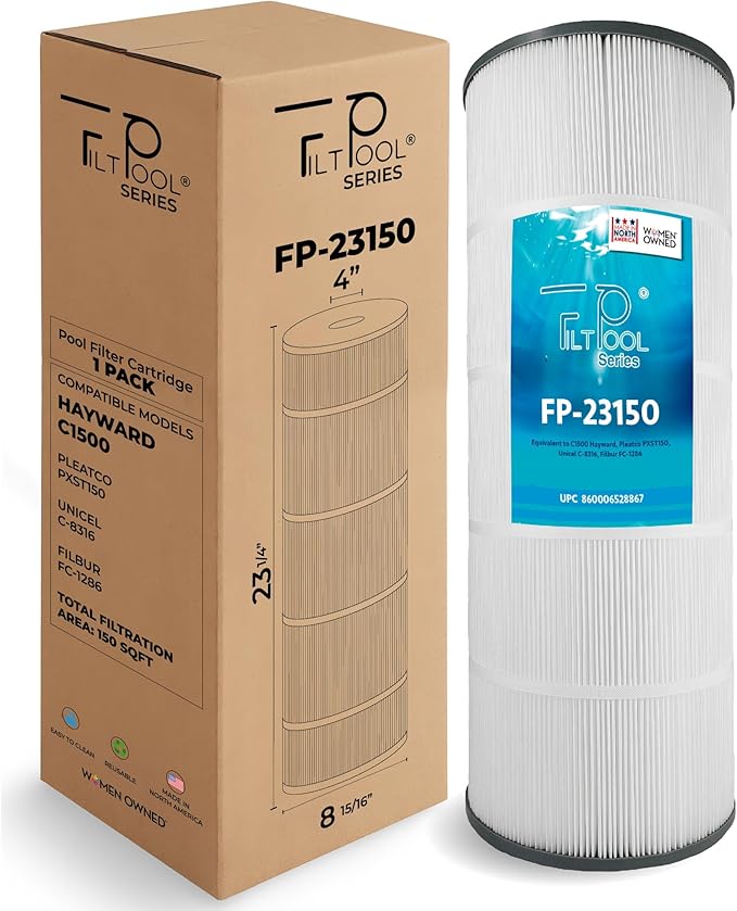 FP-23150 - Pool Filter Replacement for Hayward C1500, Unicel C-8316, Filbur FC-1286 & PXST150 Filter Systems - Swimming Pool Cartridge Filter - 1 PC, 150 SQFT
