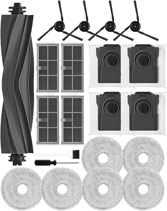 Yivy 21 Pcs Parts for Dreame X40 Ultra/L40 Ultra /X40 Master/Mova P50 Pro Ultra/Mova P10 Pro Ultra replacement: 4 Carbon HEPA filter, 4 Side Brushes,4Carbon dust Bags, 6 Mop Cloth