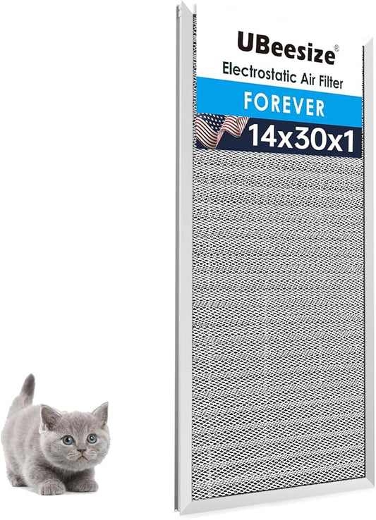 UBeesize 14x30x1 Reusable Electrostatic Air Filter HVAC AC Furnace Filter,MERV 8,Washable, Lasts a Lifetime,Permanent Air Filter,Breathe Fresher,Home And Office(Actual Size:13.5x29.65x0.82 Inch)