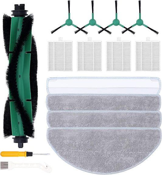 Y0140 Replacement Parts Pack for iRobot Roomba Combo Essential Series Q011, Y0110, Q0120, Y0140 Robot Vacuum Cleaner, 1 Roller Brush, 4 Hepa Filters, 4 Side Brushes, 4 Mop Pads (13 Pcs/Pack)