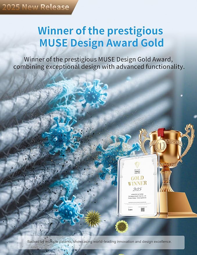 Smart Air Purifier Matter Compatible with Alexa Google Apple, Air Purifier for Bedroom, 1937 ft²/hr Corverage, Washable Pre-Filter, Aroma Essential Oil Drawer, PM2.5 Sensor, Quiet Eco Mode