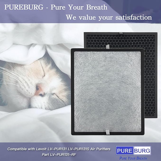 PUREBURG LV-PUR131-RF Replacement Filter Set Compatible with Levoit LV-PUR131 LV-PUR131S Air Purifiers,H13 HEPA + Activated Carbon Filter 4-Stage Filtration