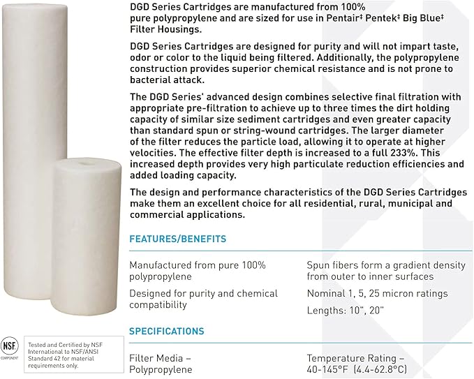 Pentair Pentek Big Blue Filter Housing Bundle with Water Filter Cartridge | Heavy Duty Whole House Filtration