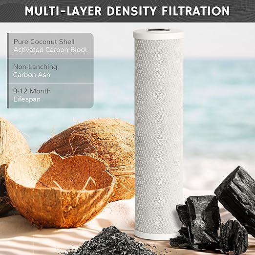 Airthereal Whole House Water Filter Housing, Sediment Filters for Well and City Water, 20"x4.5" Sediment Whole House Water Filter Cartridges with 1" NPT Port and Include 1-Pack CTO Filter