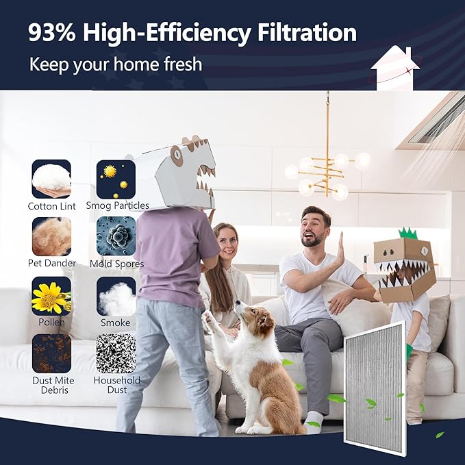 24x24x1 Electrostatic Air Filter, Washable & Reusable Aluminum AC/HVAC Furnace Filter, MERV 8 Permanent Air Filter, Lasts a Lifetime, Increases Airflow（Actual Size:23.39"x23.39"x0.82"）