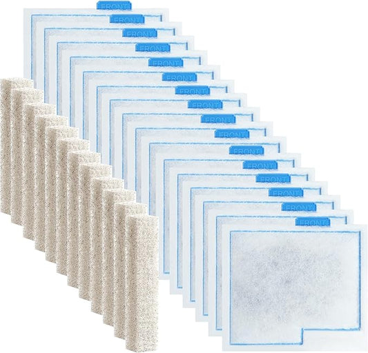 16 Pack Medium Fish Filter Cartridges Replacement Compatible with Aqueon QuietFlow LED PRO Power Size 10/E Internal Power 20 Filter/Zilla Size 20(Extra 12pcs Pads)