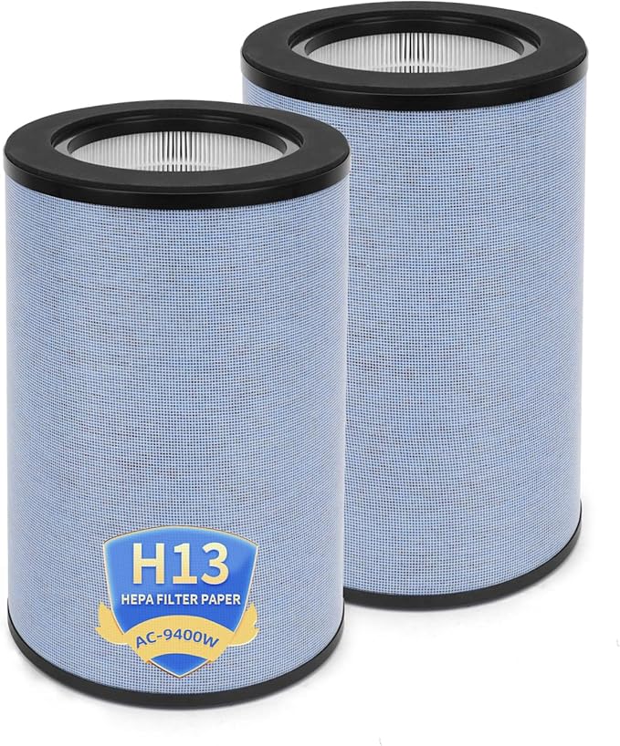FLT9400 Replacement Filter Compatible with GermGuardian AC9400W AC9600W Air Purifier, K 360° True HEPA H13 Activated Carbon 4-Stage Filtration (2-Pack)
