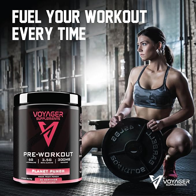 Voyager Pre-Workout Planet Punch – Creatine-Free Powder w/L-Citrulline, Beta-Alanine, Caffeine – Supports Energy, Endurance & Focus – 30 Servings – No Artificial Fillers – GMP Certified