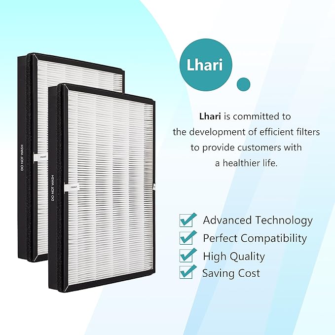 TTAP003 Replacement Filter, Compatible with TaoTronics TT-AP003 Air Purifier and VIVOSUN 5-in-1 Air Purifier, 3-in-1 Premium H13 True HEPA Filter, 2-Pack