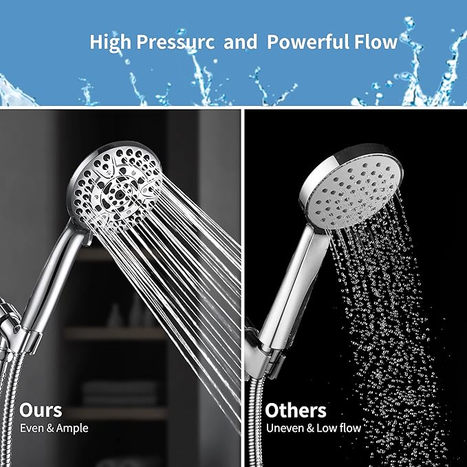 10 Spray Shower Head with Handheld,High Pressure shower heads with Handheld Spray Combo,Hand Held Shower Head with 60 Inch Long Hose (Chrome)