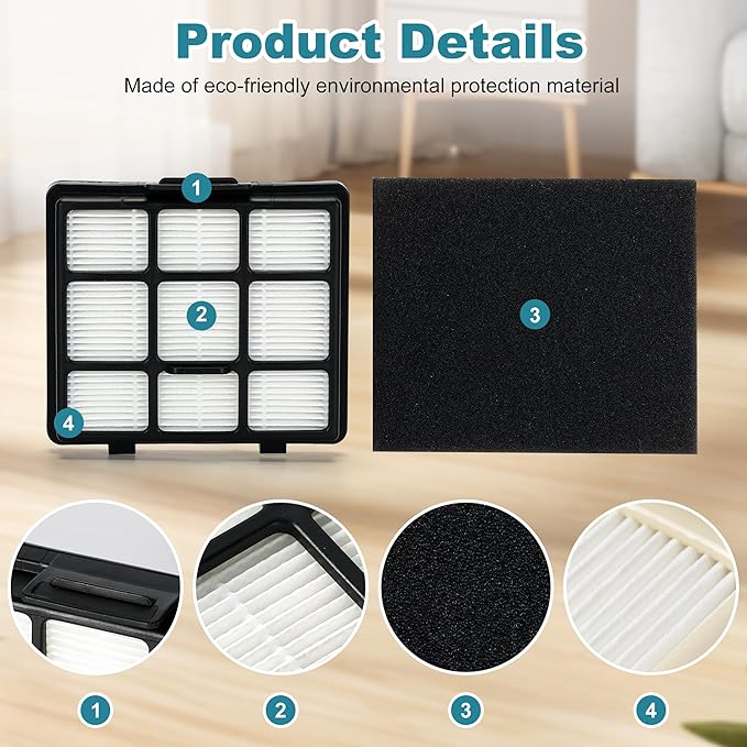 14 Pack NEN170 Replacement Parts Compatible with Eureka NEN170 bagged Canister Lightweight Vacuum Cleaner for Carpets and Floors, 10 Dust Bags, 2 Inlet Filter Sponge, 1 HEPA Filter, 1 Cleaning Brush