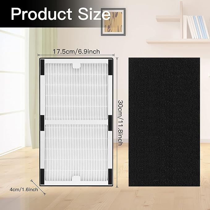 Idylis Idylis Air Purifier Filter C Replacement Set，2 Pack Hepa & 2 Carbon Filters Set for Idylis Air Purifiers IAP-10-280, IAP-10-200, Part # IAF-H-100C, IAFH100C