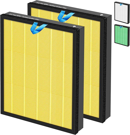 Vital 100S HEPA Pet Allergy Replacement Filter for LEVOIT Vital 100S/100S-P Air Purifier,3-in-1 H13 True HEPA High-Efficiency Activated Carbon Filter,Vital 100S-RF-PA (LRF-V102-YUS), 2 Pack, Yellow