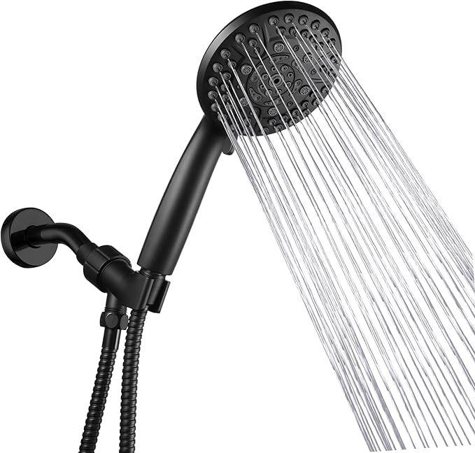 10 Spray Shower Head with Handheld,High Pressure shower heads with Handheld Spray Combo,Hand Held Shower Head with 60 Inch Long Hose (Matte Black)