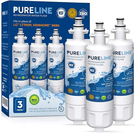 Pureline 9690, LT700P Replacement for LG LT700P, Kenmore Elite 9690, Kenmoreclear 46-9690, ADQ36006101, HDX FML-3, Refrigerator Water Filter - Reduces Bad Taste & Odor