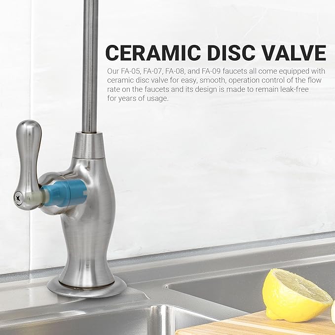 Non-airgap RO Faucet Reverse Osmosis Drinking Water Filtration System Water Dispenser Spout (Brushed Nickel). Vase Style with Faucet Wrench. NSF Certified.