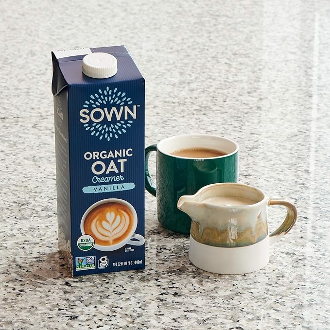 SOWN Organic Oat Creamer Vanilla - Barista Oat Milk Non Dairy Coffee Creamer - Plant Based, Dairy-Free, Vegan, Gluten-Free, Non-GMO, Shelf Stable - 32oz (Pack of 6)