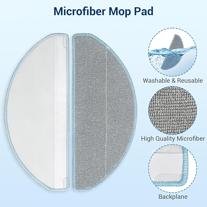 27 Pack Accessories Kit,Compatible with Roomba 104 / Q052 / 105 Vac / 105 Combo Robot Vacuum Cleaner Replacement Parts,2 Rubber Main Brush 6 Filters 6 Side Brushes 6 Vacuum Bags 6 Mop Pads