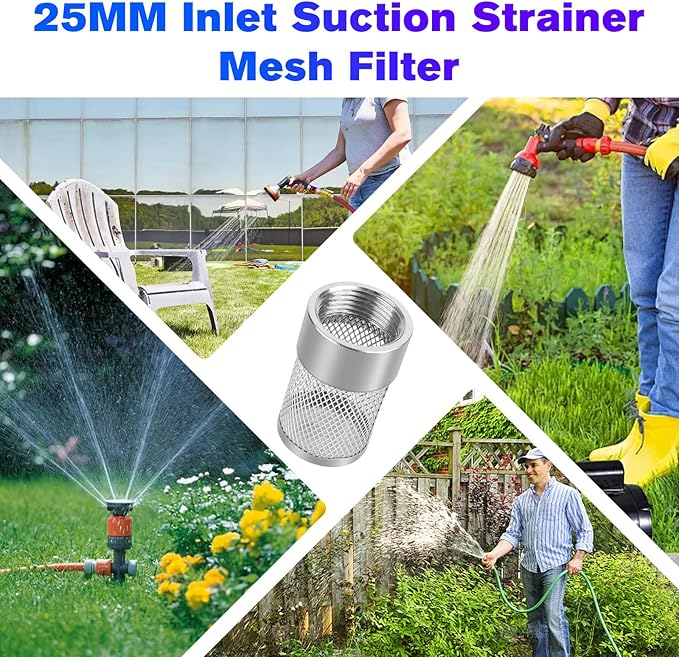 Garden Hose Strainer - 25MM Inlet Suction Strainer Mesh Filter Compatible with Livewell Pump Hose Water Filter for Irrigation Garden High Pressure Washer - 2 Pack