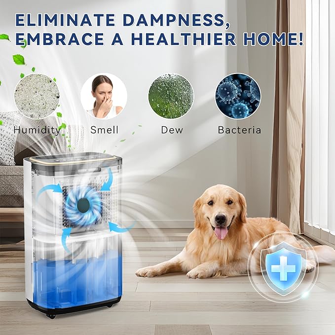 2500 Sq.Ft Dehumidifier for Basement with Drain Hose, 30 Pint Large Best Compressor Dehumidifiers for Home or Garage, Continuous Dehumidifying Features Humidity Display, 24H Timer and Child Lock