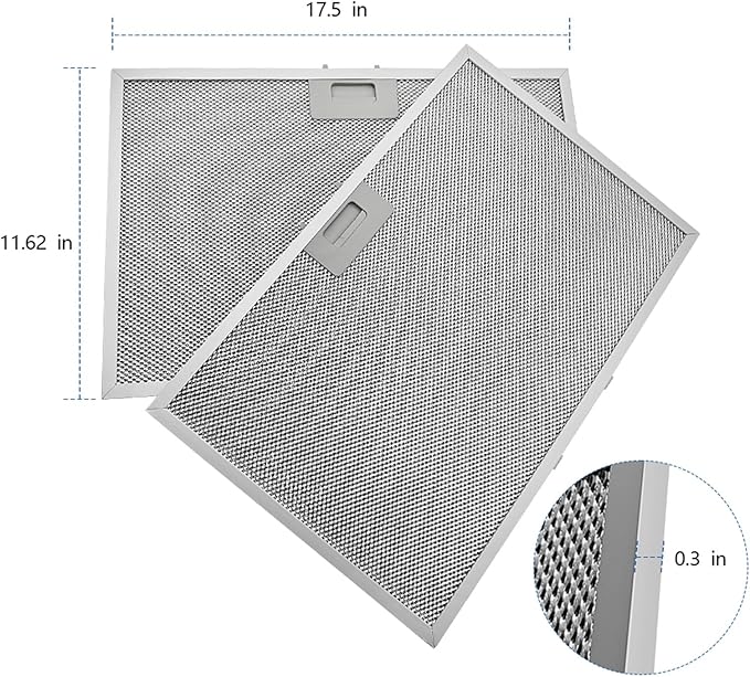 2Pcs WB02X11012 Range Hood Grease Filter Compatible with GE Range Hood, 17-1/2 x 11-5/8 Inch
