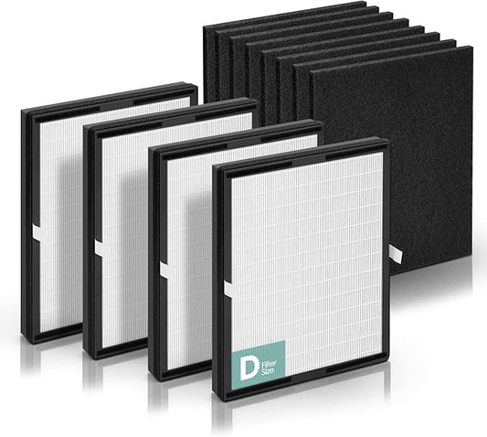 Idylis Air Purifier Replacement Filter D for Filtrete and Idylis Air Purifier IAP-10-280 IAP10280 AC-2118 AC-2123 and Idylis Air Purifier Filters IAF-H-100D, 4 HEPA Filter & 4 Extra Carbon Pre-filter