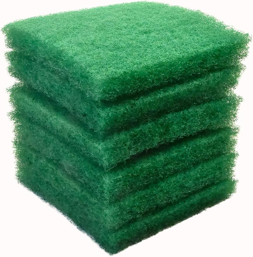 Green Coarse Filter Media, 2" Thick, 12" x 12" Pads, 6 Pack, Perfect for Aquariums, Ponds or Water Gardens, Made in USA