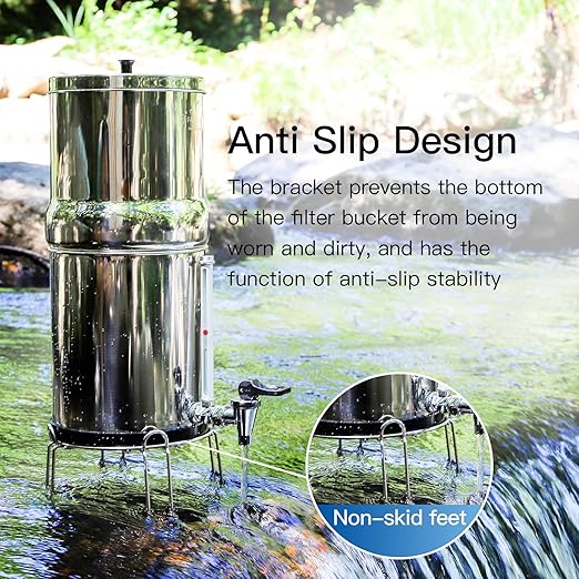 Stainless Steel Stand,Compatible with The Berkey® Gravity-Fed Water Filtration System, 9'' Diameter 6'' Tall Countertop Stand,Fit Most Medium Gravity Water Filter System