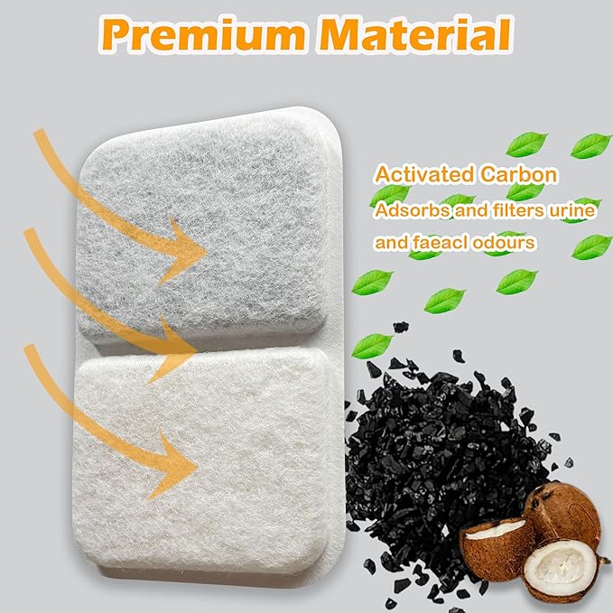 12 Pack Activated Charcoal Filters Refills for Catit Litter Box, Odor Filters for Catit Airsift Jumbo Hooded Cat Litter Pan