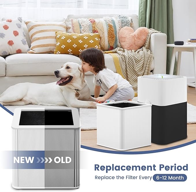 2 Pack 211+ Filter Replacement Compatible with Blue Pure 211+ Air Purifier, 2-Stage Filtration System of H13 True Filter & Activated Carbon Filter