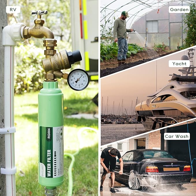 RVGUARD Inline RV Water Filter, Reduces Odors, Bad Taste, Rust, Chlorine, Ideal for RV and Marine use, 4 Pack