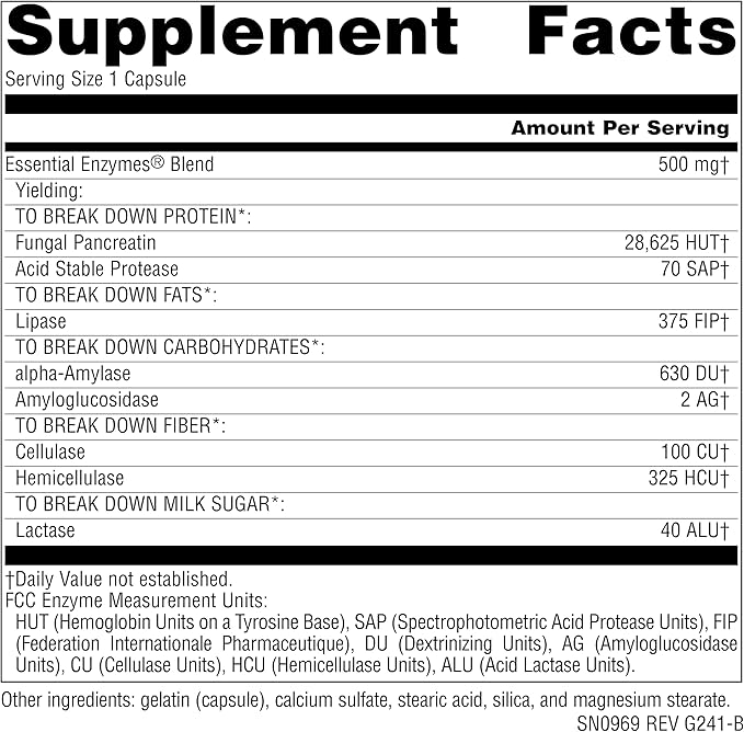 Source Naturals Essential Enzymes 500mg Bio-Aligned Multiple Enzyme Supplement Herbal Defense for Digestion, Gas, Constipation & Bloating Relief - Supports Immune System - 240 Capsules