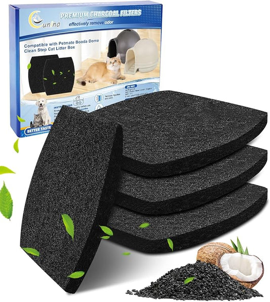 2X Thicker Filter Compatible with Petmate Booda Dome Cat Litter Box Filter, Cat Litter Box Filters Replacement for Clean Step Dome Litter Boxes for Cats, 4 Pack