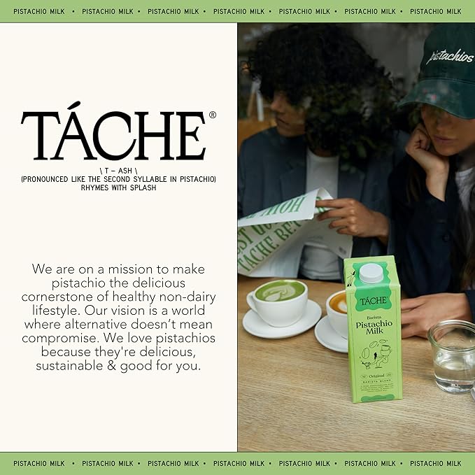 Táche Original Pistachio Milk and Ready-to-Drink Pistachio Coffee Latte Bundle, 32 oz Milk 6-Pack and 11 oz Latte 12-Pack