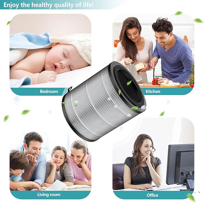 JF100 Replacement Filter, Compatible with JF100 Air Purifier, 3-in-1 Pre-Filter, H13 True HEPA and Activated Carbon Filtration System, 2 Pack