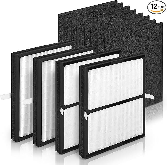 Idylis Air Purifier Replacement Filter IAF-H-100D for Idylis Air Purifier IAP-10-280 IAP10280 [C+D] AC-2118 [D+D] AC-2123 [D] with Idylis Air Purifier Filter D, 4 H13 HEPA Filter & 8 Carbon Pre-filter