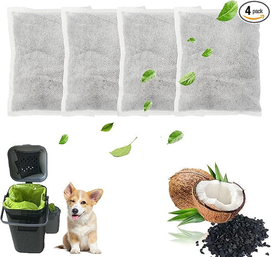 xcivi 4 Pack Odor Absorbing Filter for PetFusion Portable Cat Litter Disposal, Replacement Activated Charcoal Filters For PetFusion PF-LC1A Portable Cat Litter Disposal, Eliminate Odors/Smells