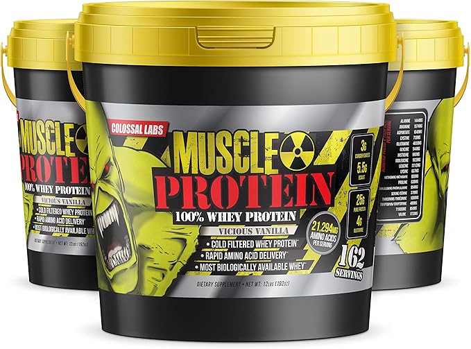 Whey Protein Blend [12 Pounds/Pack of 1]–Vicious Vanilla, Cold Filtered, 25g Pure Protein, 6.6g BCAAs/Serving(Packaging May Vary)