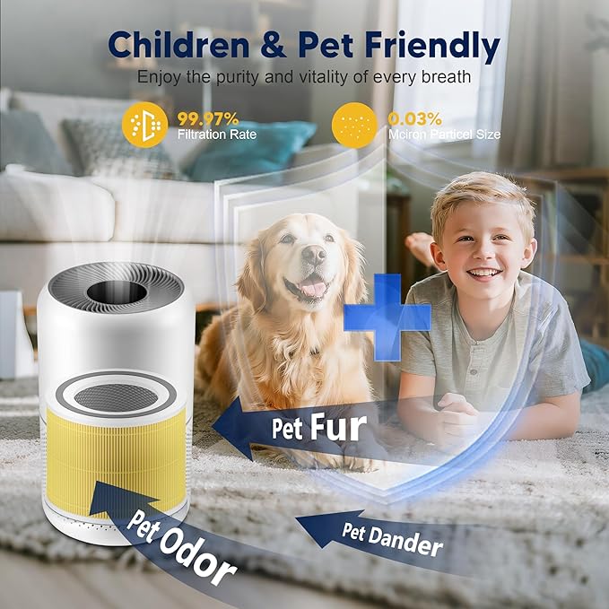 Core 300 Pet Care Replacement Filter for LEVOIT Core 300 Core 300-P Core 300S Vortex Air Air Purifier, 3-in-1 H13 Grade True HEPA High-Efficiency Activated Carbon, Core 300-RF-PA, 2 Pack, Yellow