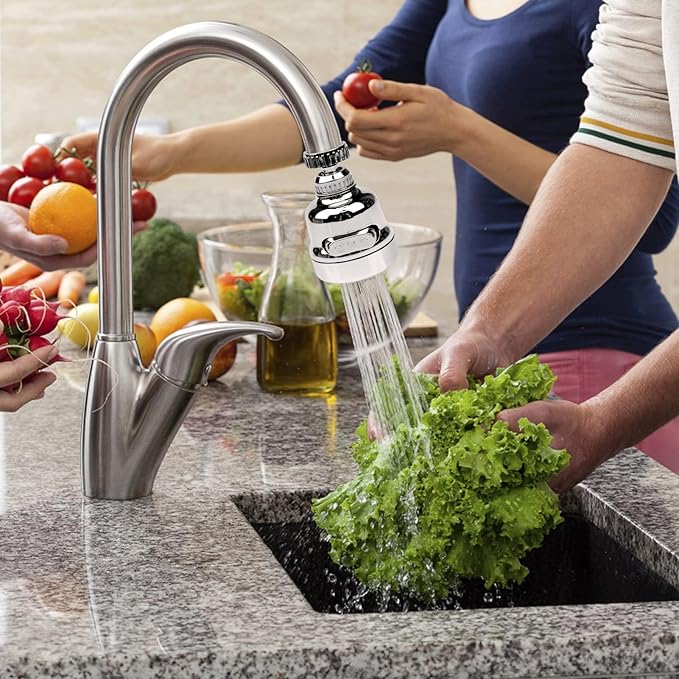 3 Pieces Kitchen Tap Head Fucet Aerator, 360 Degree Rotatable 3 Mode Adjustable Faucet Extender Kitchen Faucet Head Replacement for Bathroom Kitchen