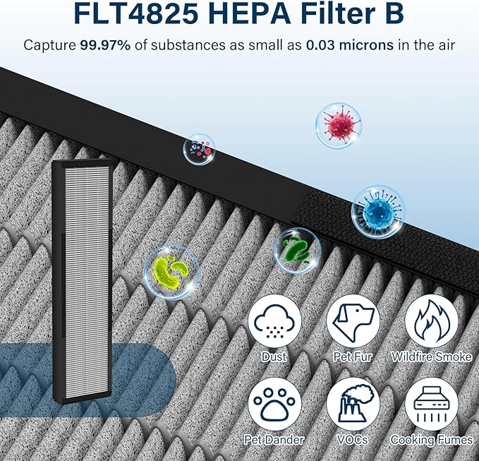 Germ Guardian 2 Pack Smoke Clear Filter Fit for AC4825, AC4300, AC4800, AC4900, AC4850 Air Purifier Replacement